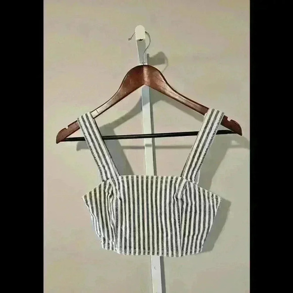 Zara Striped Crop Top with Wide Straps - Picture 1 of 4